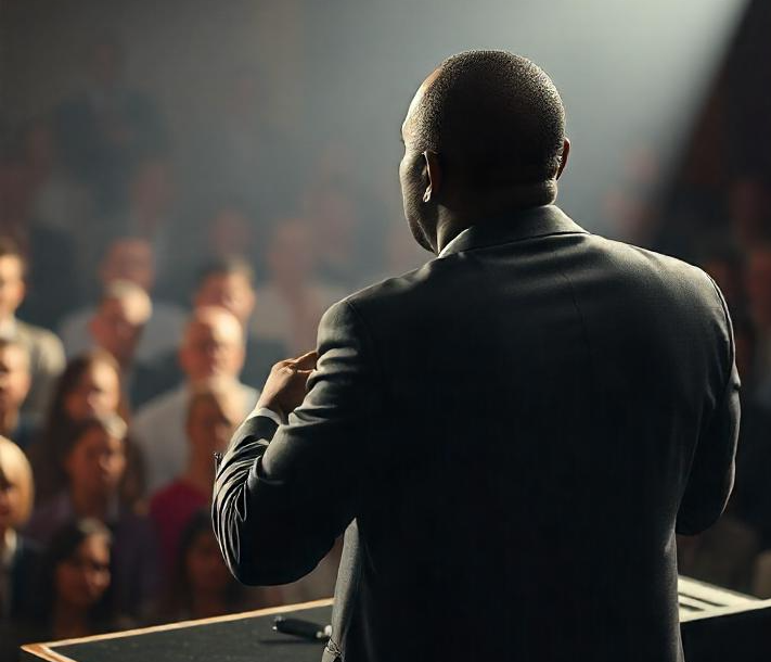 image of an executive giving a speech